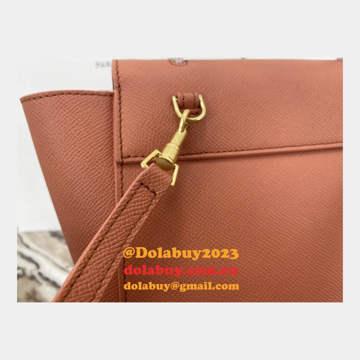 Replica Celine Ladies Yellow Nano Belt Bag In Laminated Calfskin