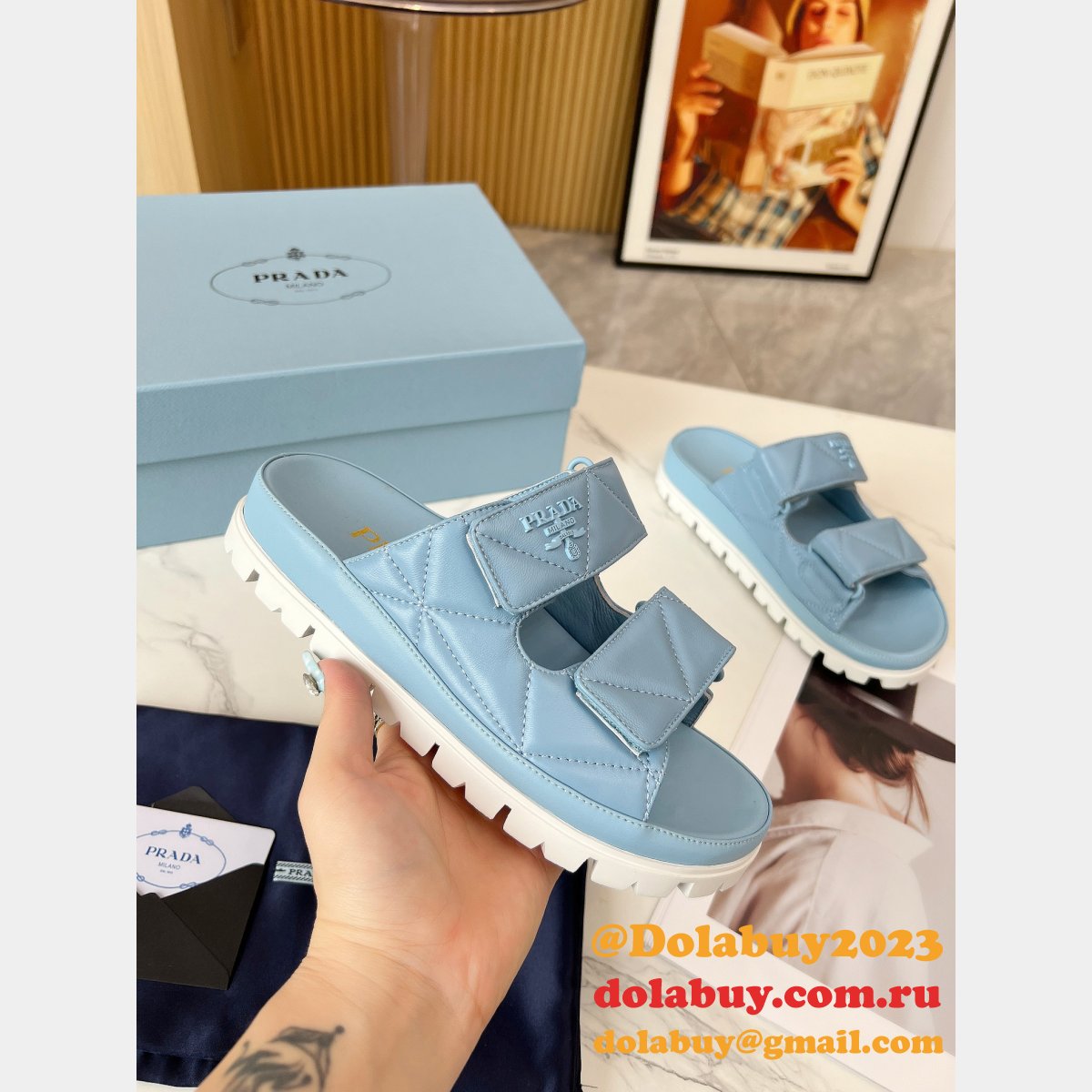 7 Star prada Padded nappa leather sandals