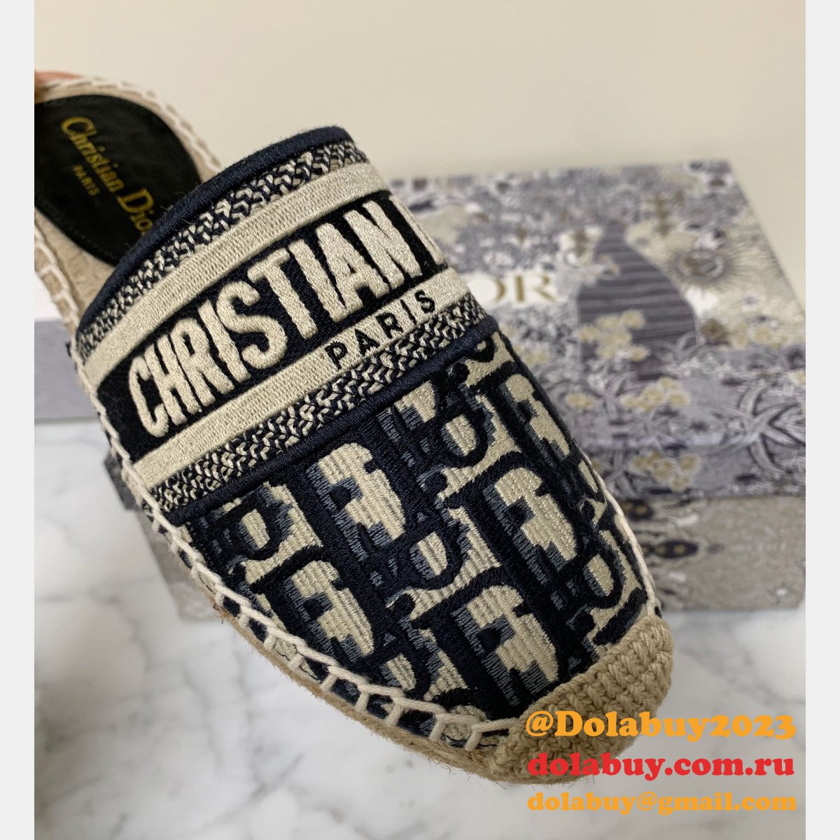 Best Quality 1:1 Mirror Dior Embroidered Fisherman Shoes