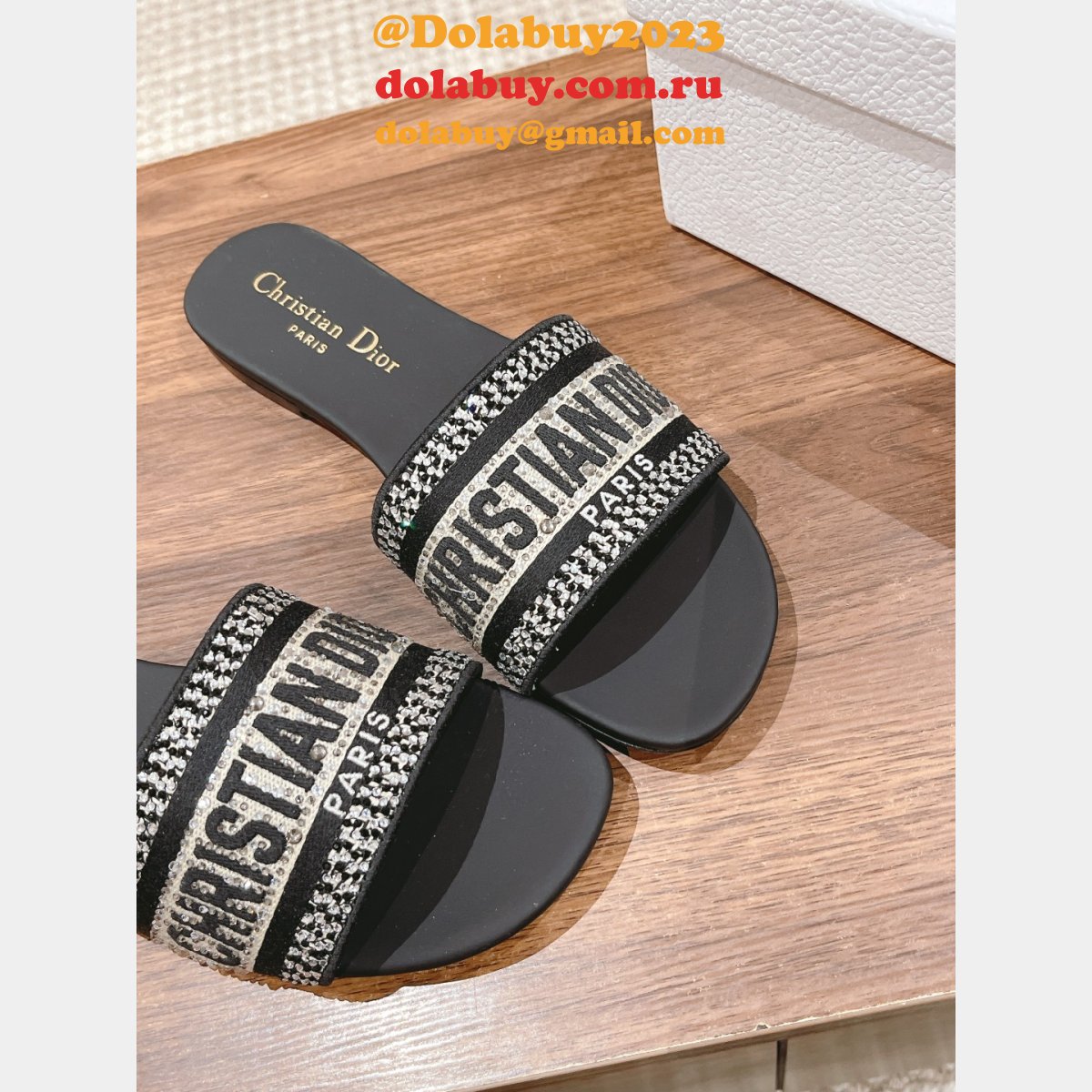 Designer DIOR FLAT SLIPPER DWAY SLIDE Duplicate