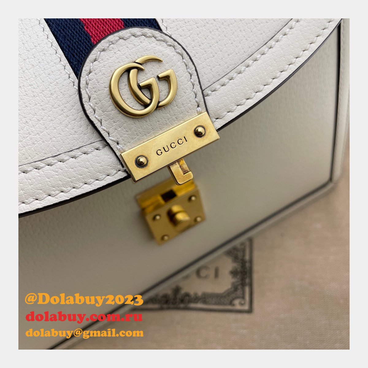 G*u*i black/cream ophidia small top handle replica bag