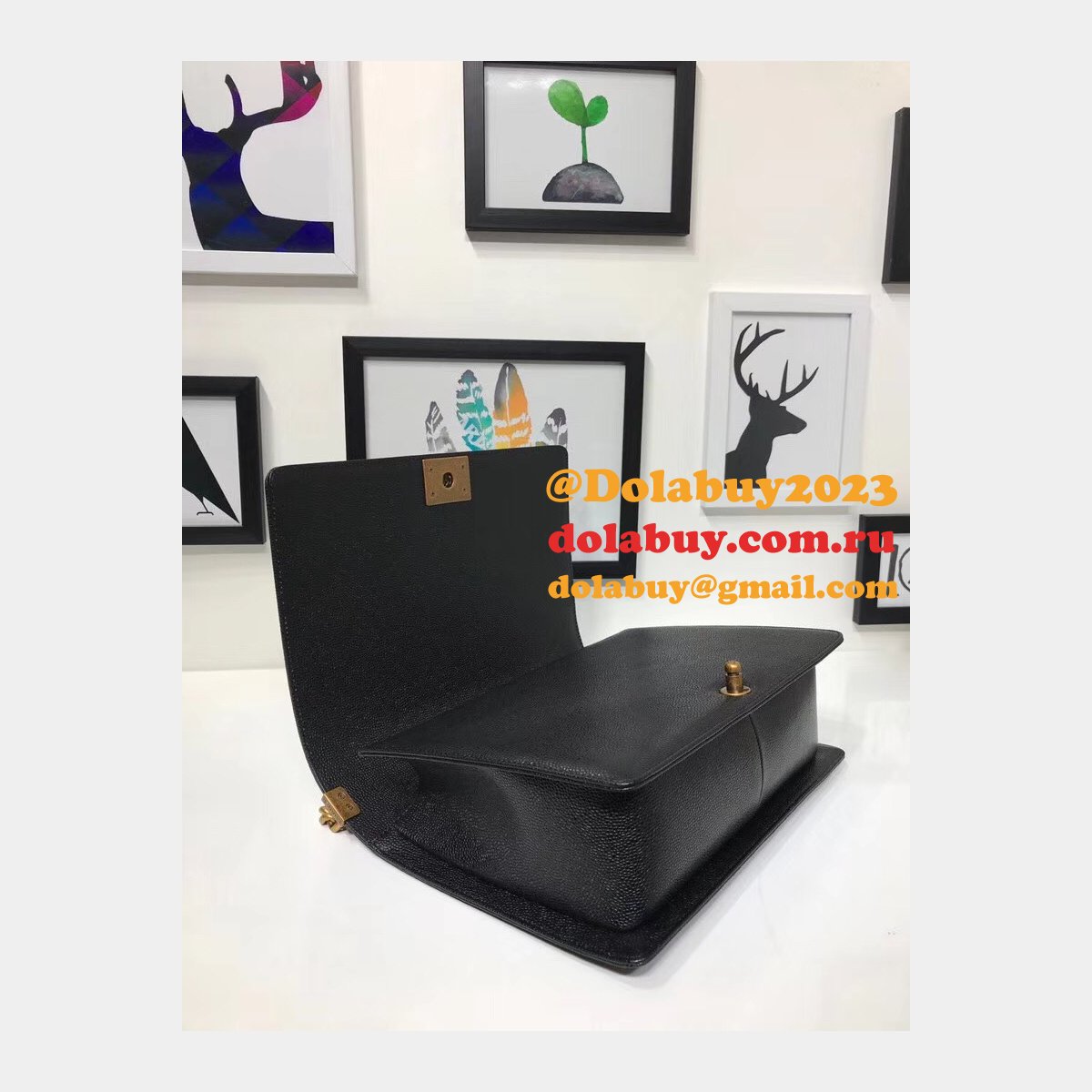AAA+ Le Boy large Best Black Bags Caviar 30cm
