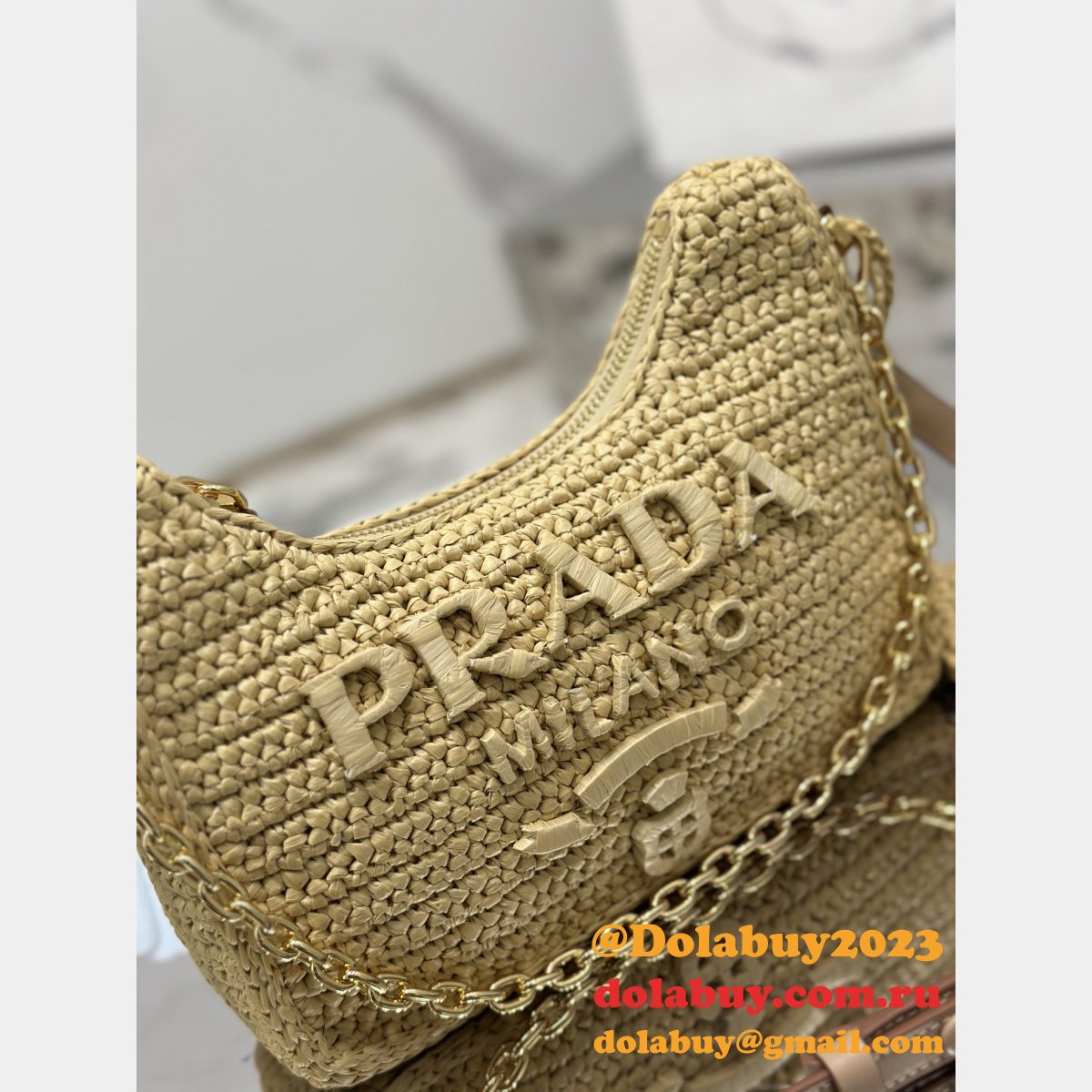 Wholesale Fashion Best Prada Hobo raffia handbag