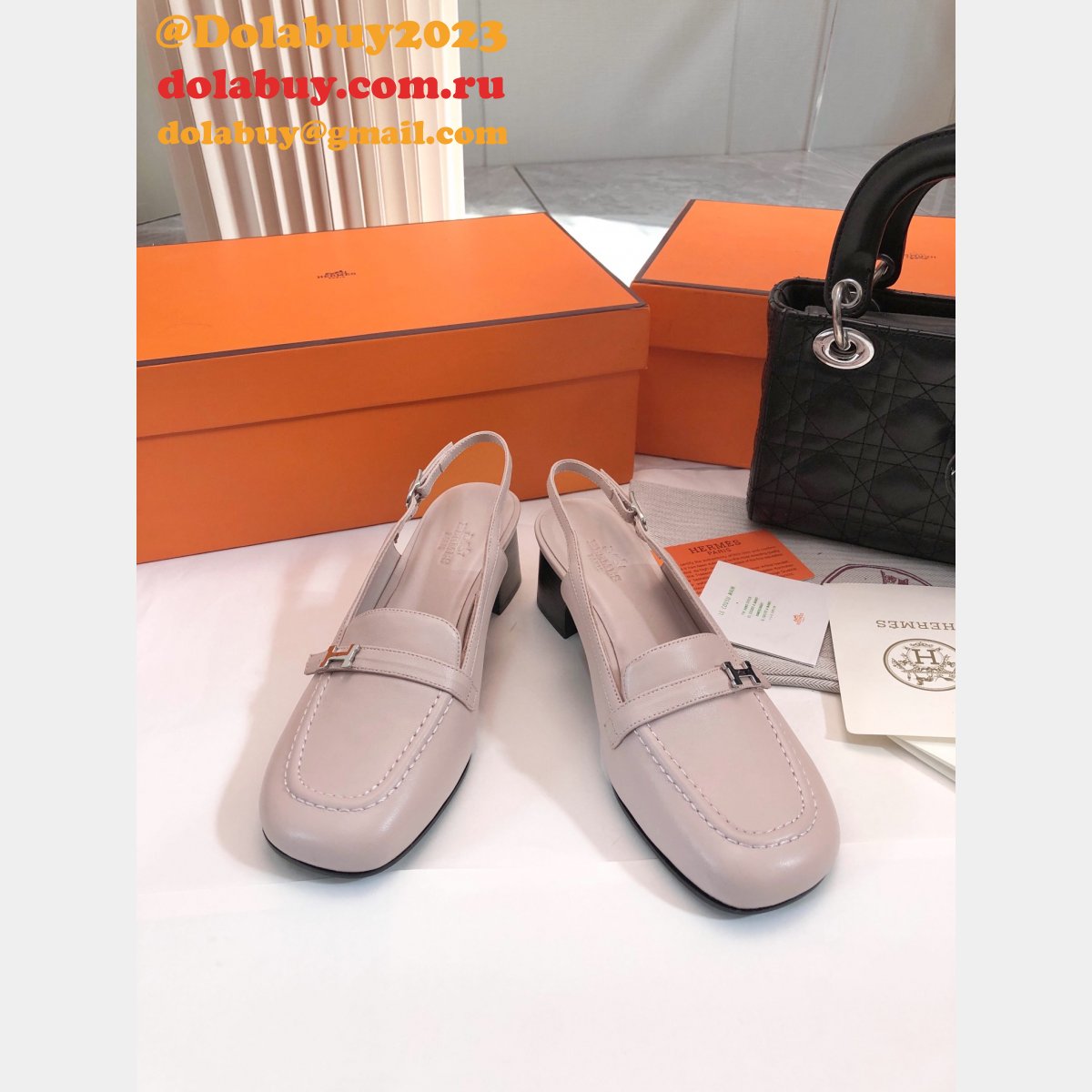 Mooz Pumps Hermes Groupie Mule Designer Replica Shoes