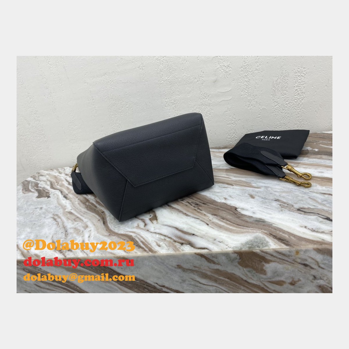 Celine Sangle Small Bucket bag black soft grained calfskin