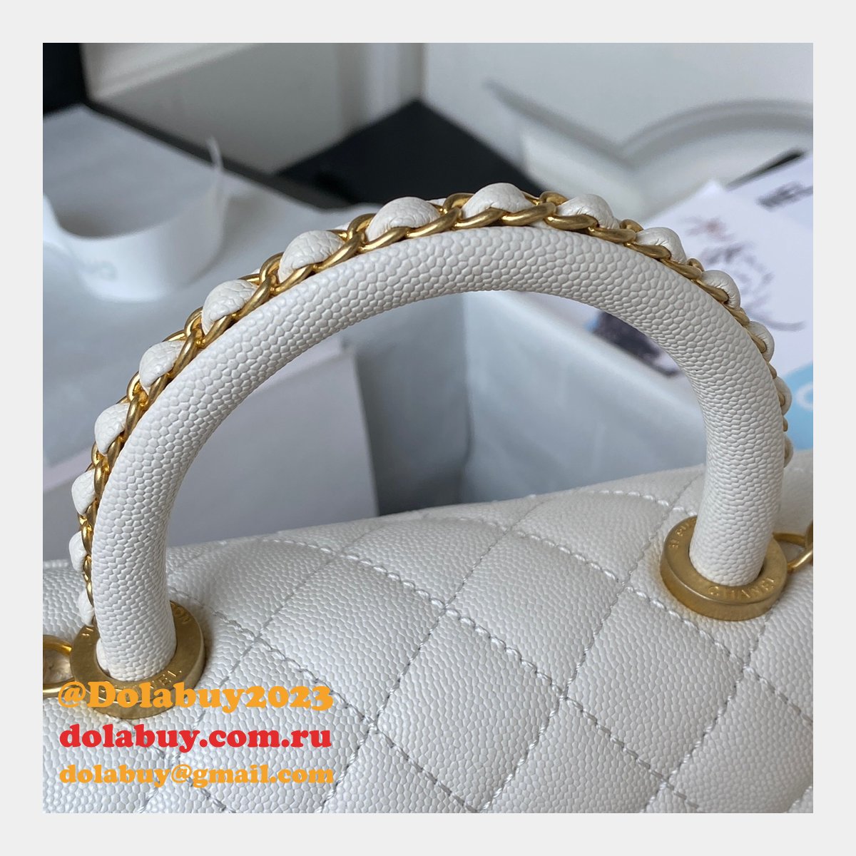 Wholesale Matelasse Top Handle A92990 Designer Bag Caviar 23cm