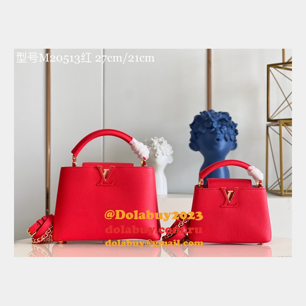Go Designer Louis Vuitton Replica Capucines M20513 Red Bag