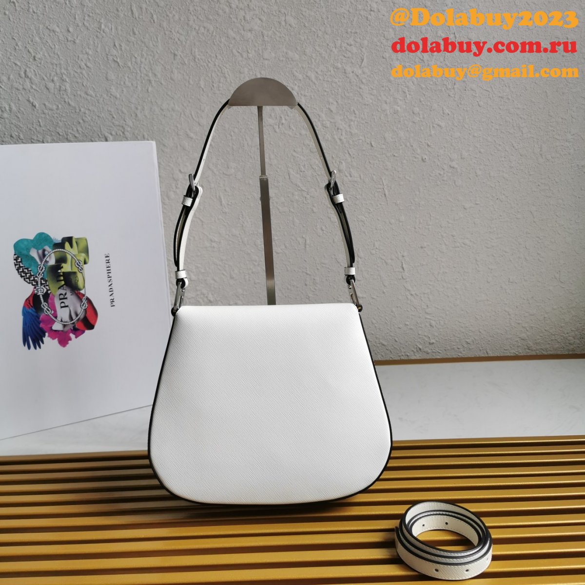High Quality Prada Cleo Brushed Knockoff Leather Shoulder Bag