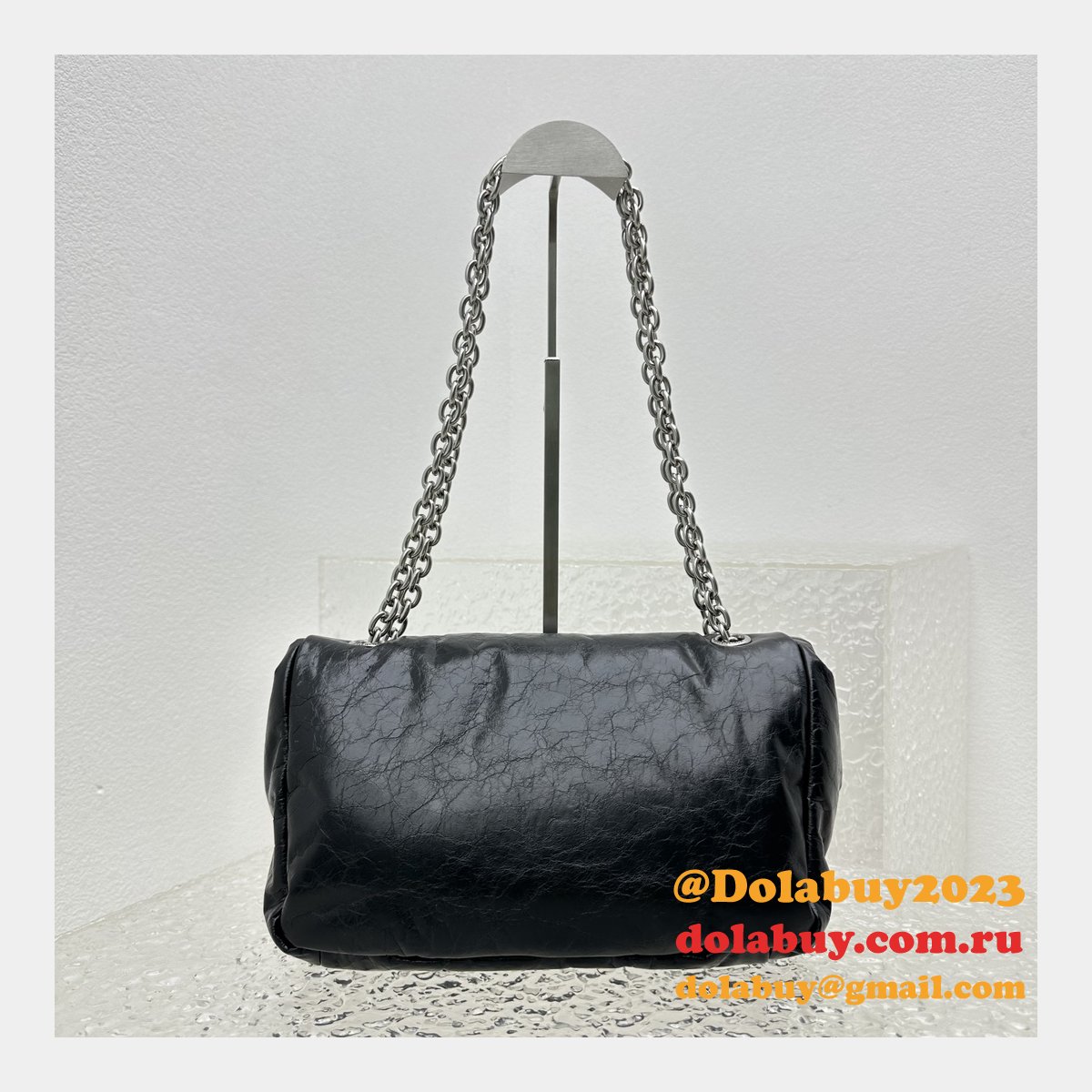 Top Quality Best Balenciaga Le Monaco Wax Leather Chain Bag