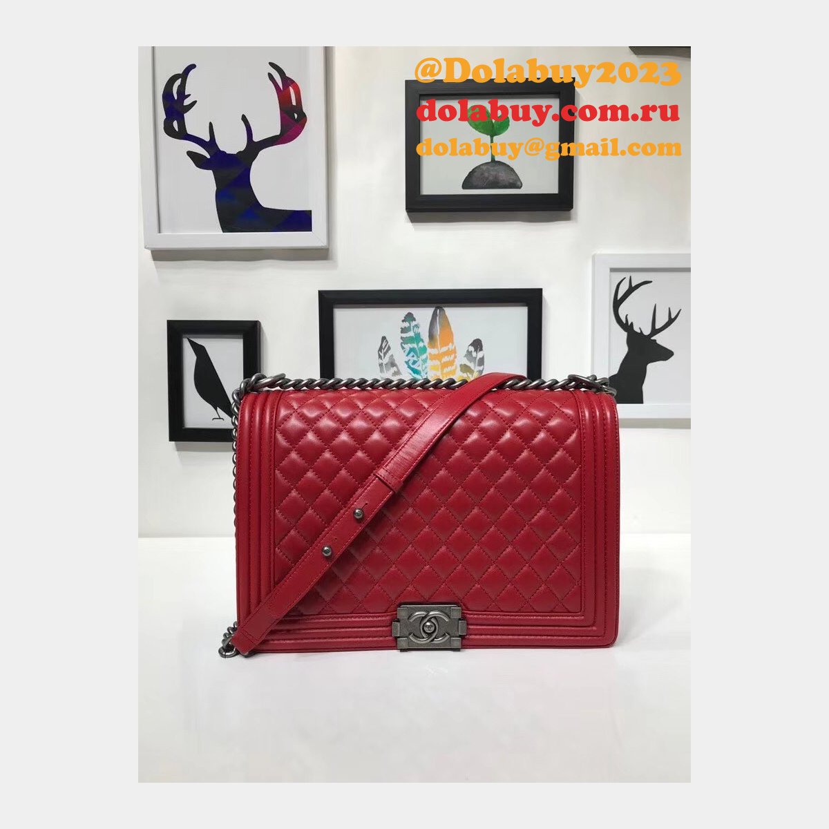 High Quality CC Le Boy Luxury Bags Lambskin 30cm