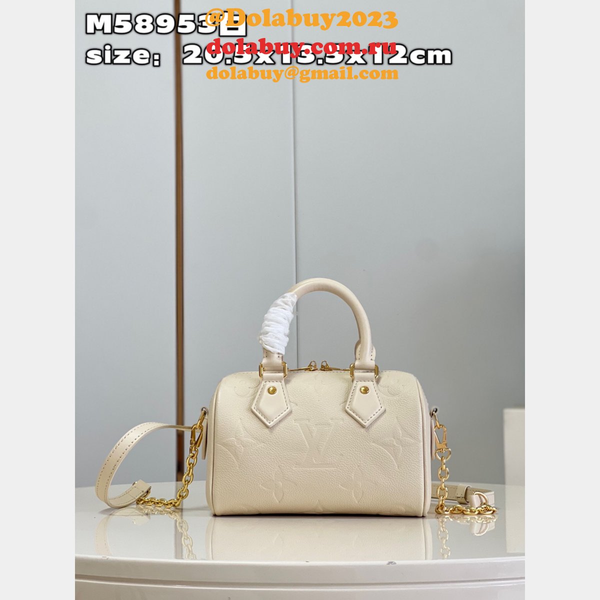 Speedy Replica LV Bandouliere 20 Creme The Best Quality Bag