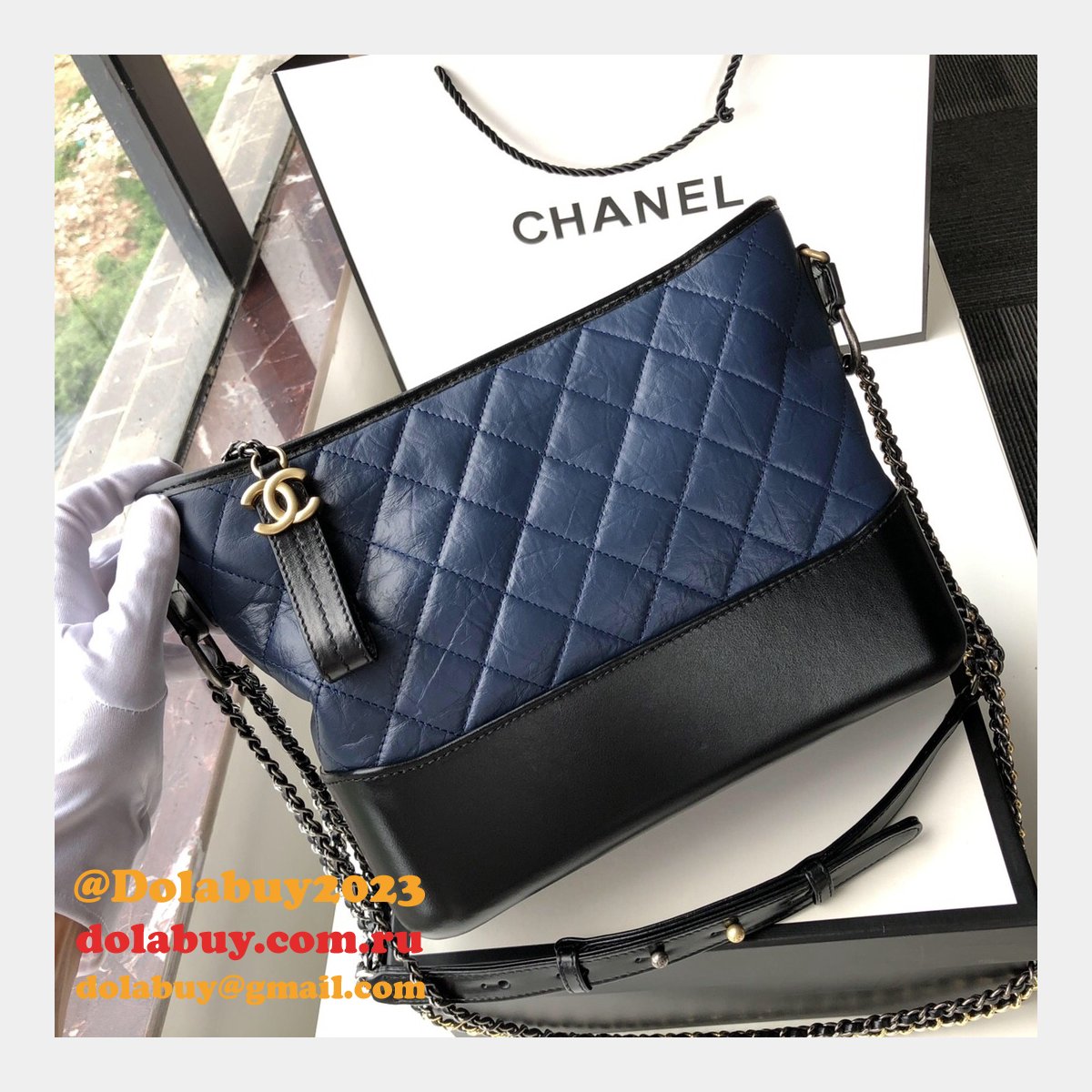 Best CC Gabrielle hobo bag 28cm Black Blue