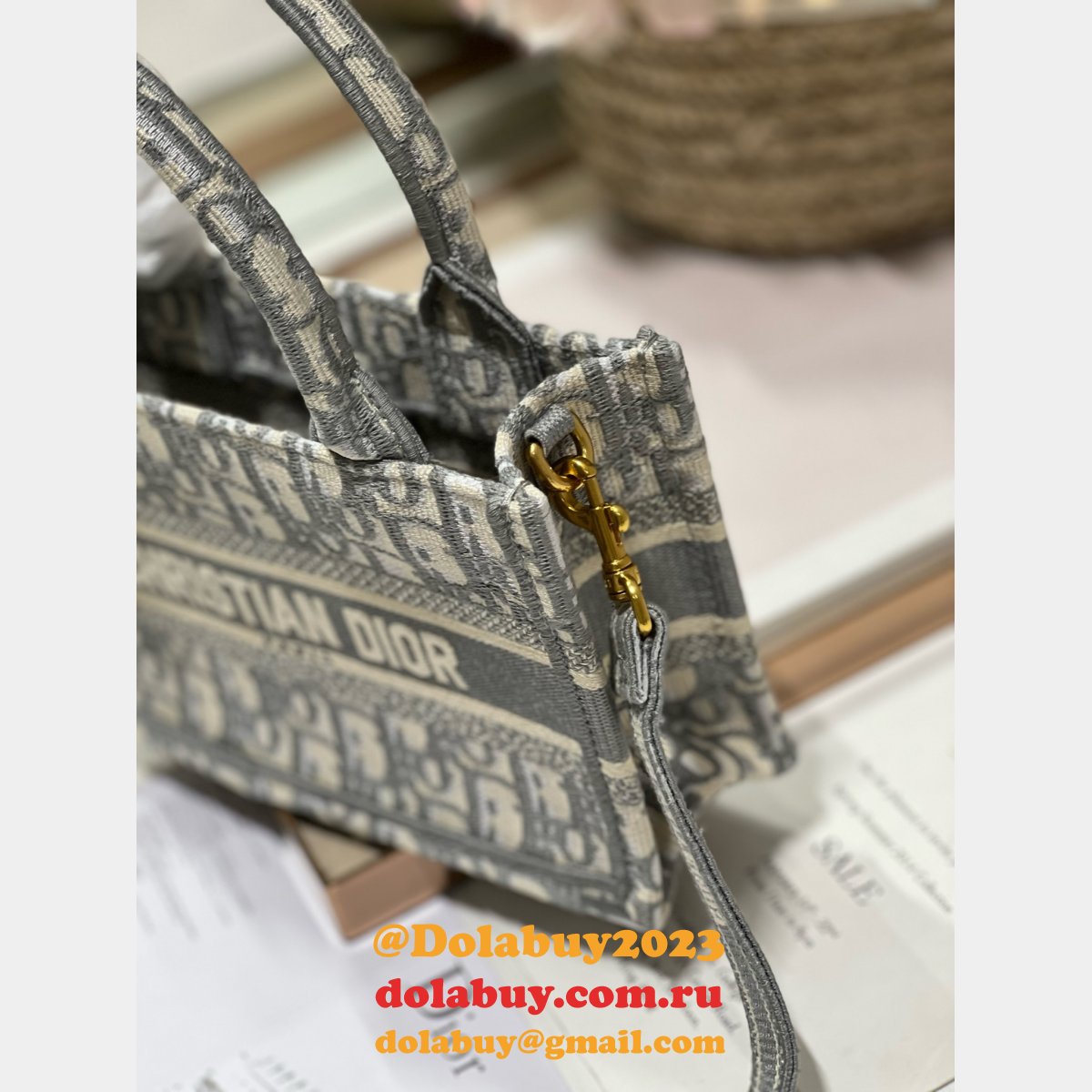 Christian Dior Perfect Cheap Replica Book Tote Paris Oblique Bag