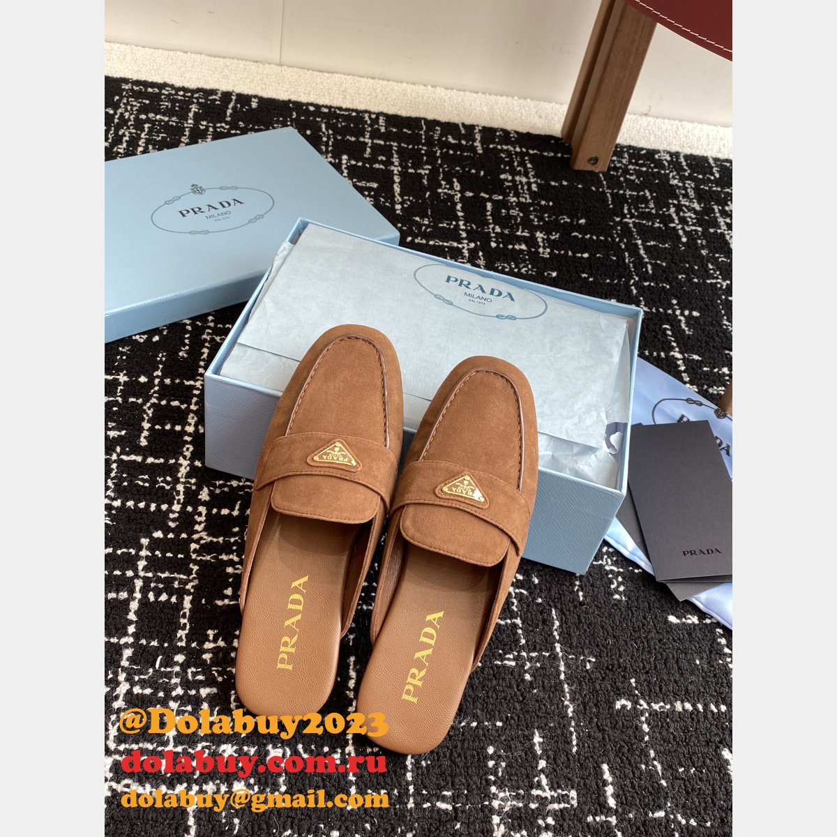 2025 Top Quality Prada Suede Slippers