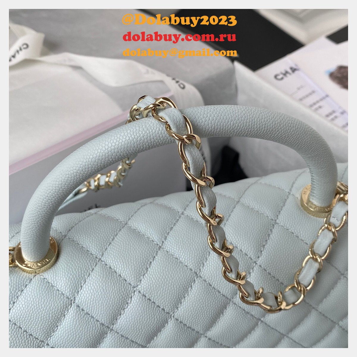 Luxury CC coco handle bag 92991 caviar leather 29cm