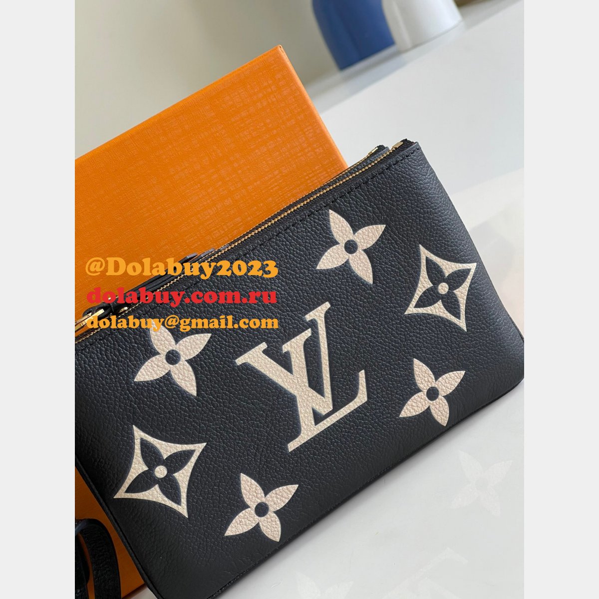 Louis Vuittons Knockoff Double Zip Pochette Monogram M69203 Brown Bag