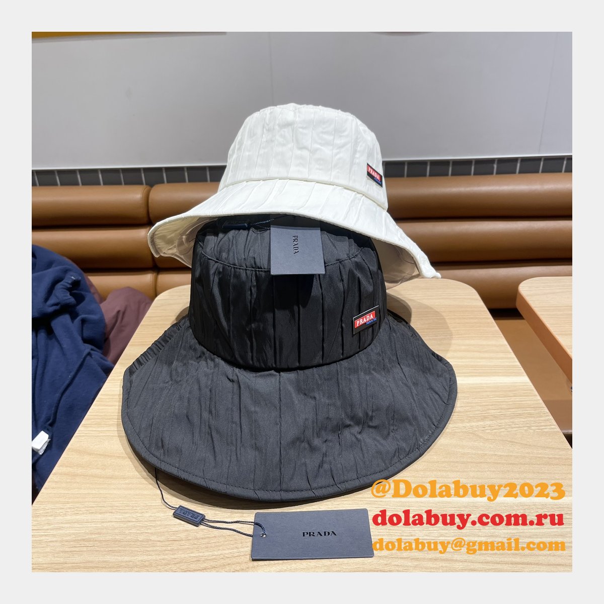 Prada Leather Adjustment band hat nail