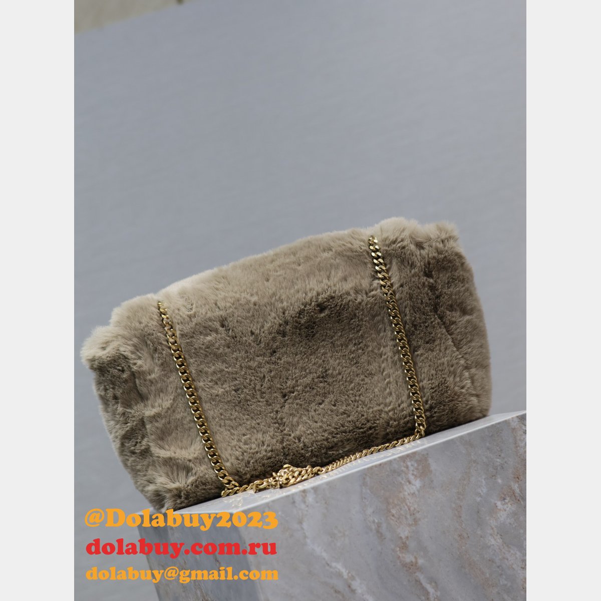 Top Quality YSL KATE Double Bread suede & rabbit fur BAG