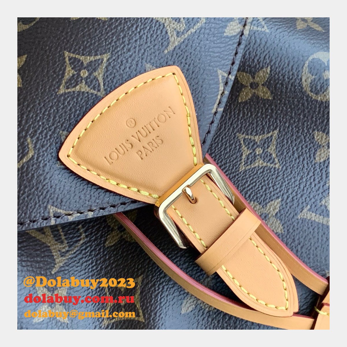 Louis Vuitton Montsouris Backpack Monogram Canvas/Natural leather Brown Replica