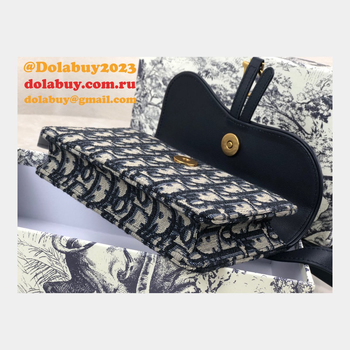 Best Dior Oblique Saddle Belt Replicas Bag Blue