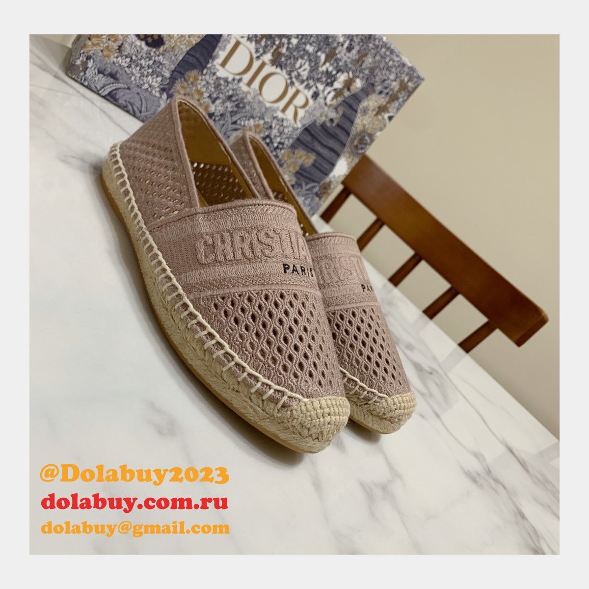 Perfect Dior Replica Openwork Embroidery Fisherman Shoes