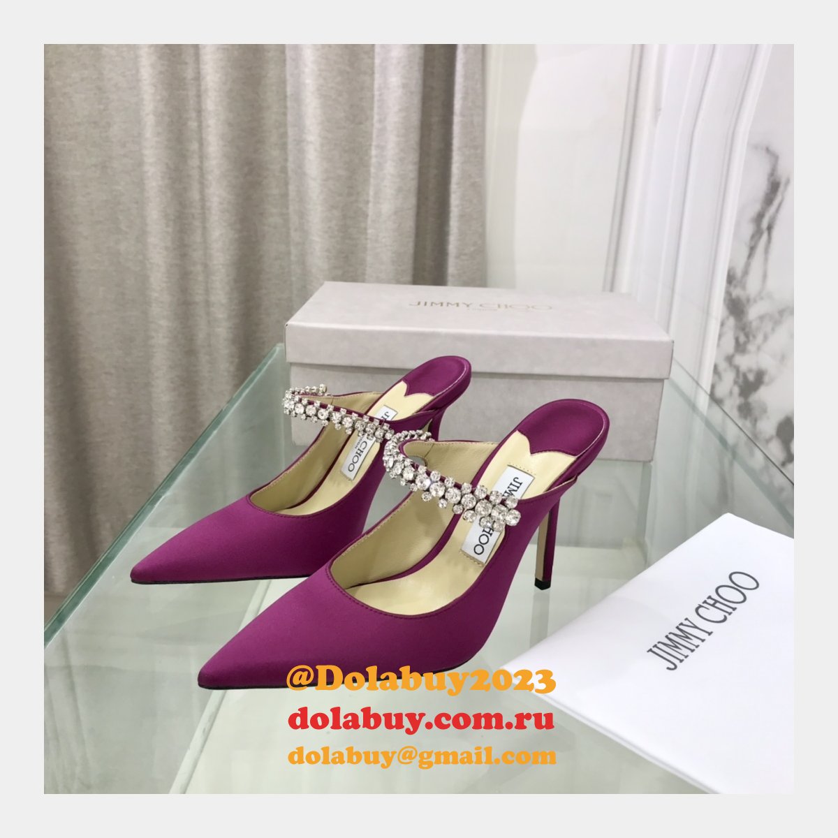 Bing 100 Embellished Satin High Heel Mules Fake Jimmy Choo Shoes