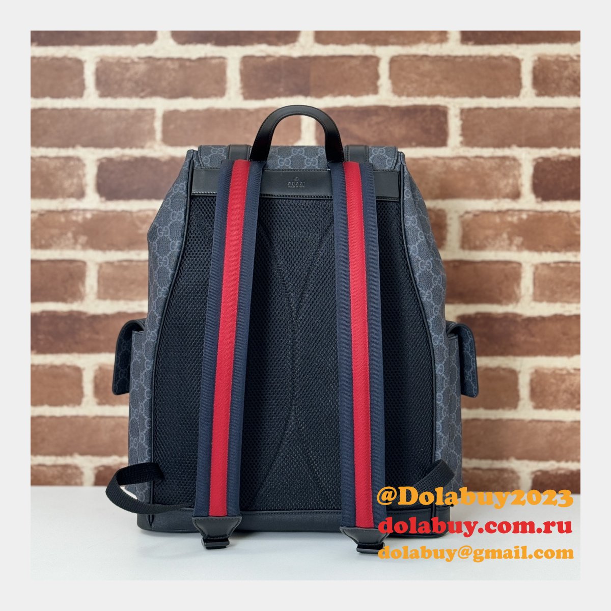 G*u*i men 792080 gg designer replicas backpack in black gg supreme