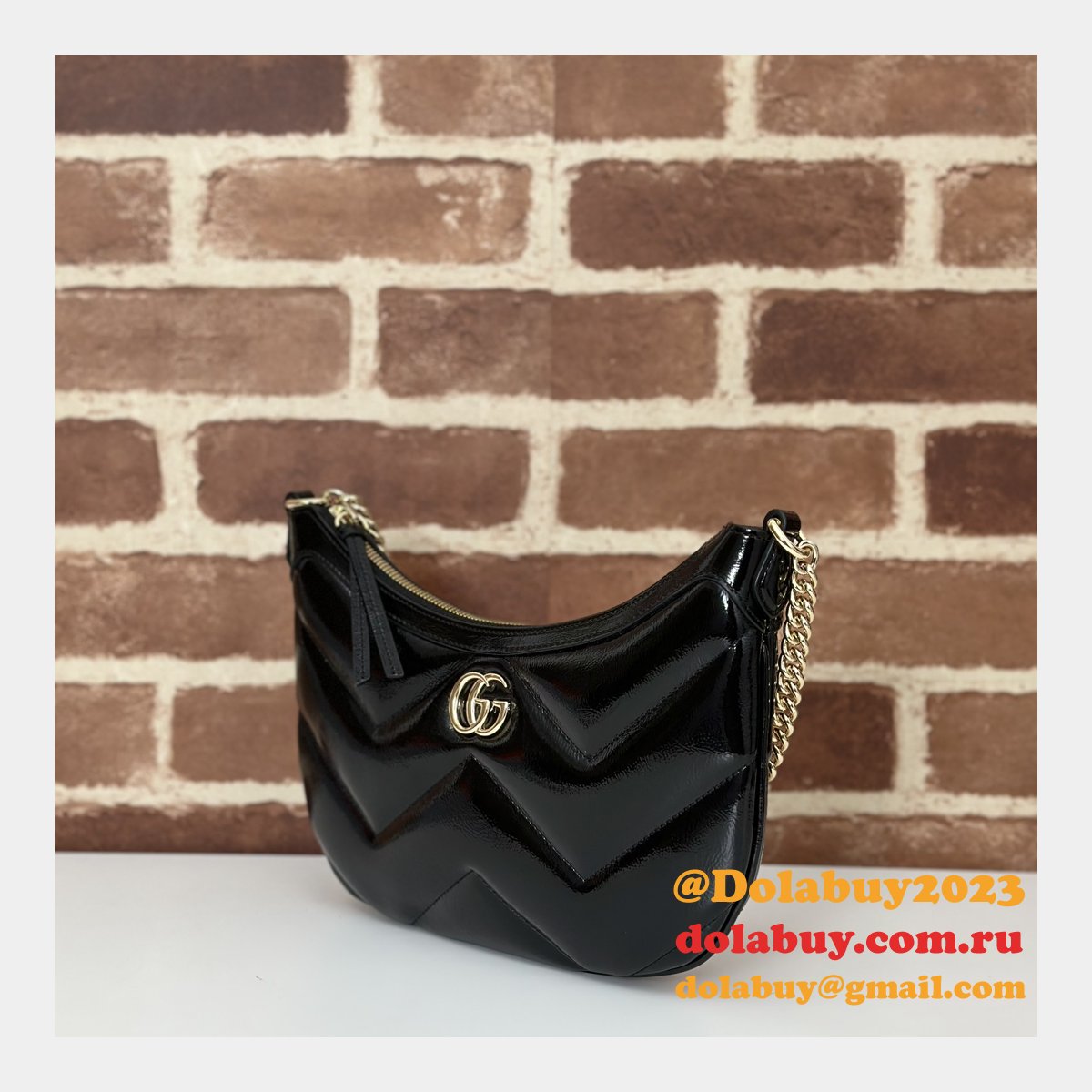 luxury gg marmont G*u*i 777263 knockoff shoulder black bag