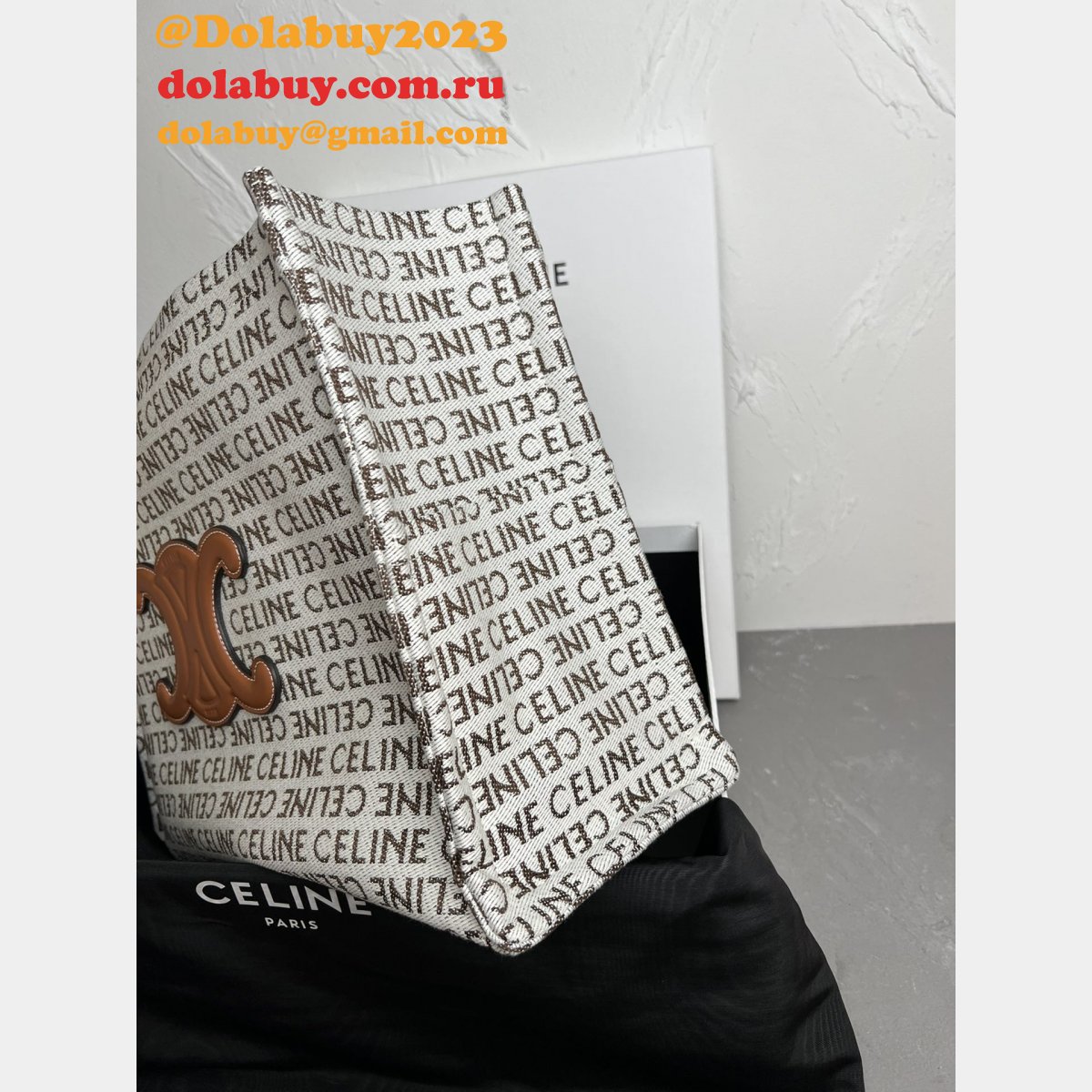 Designer Celine Replica Cabas Thais 196762 Large Striped Textile Bag