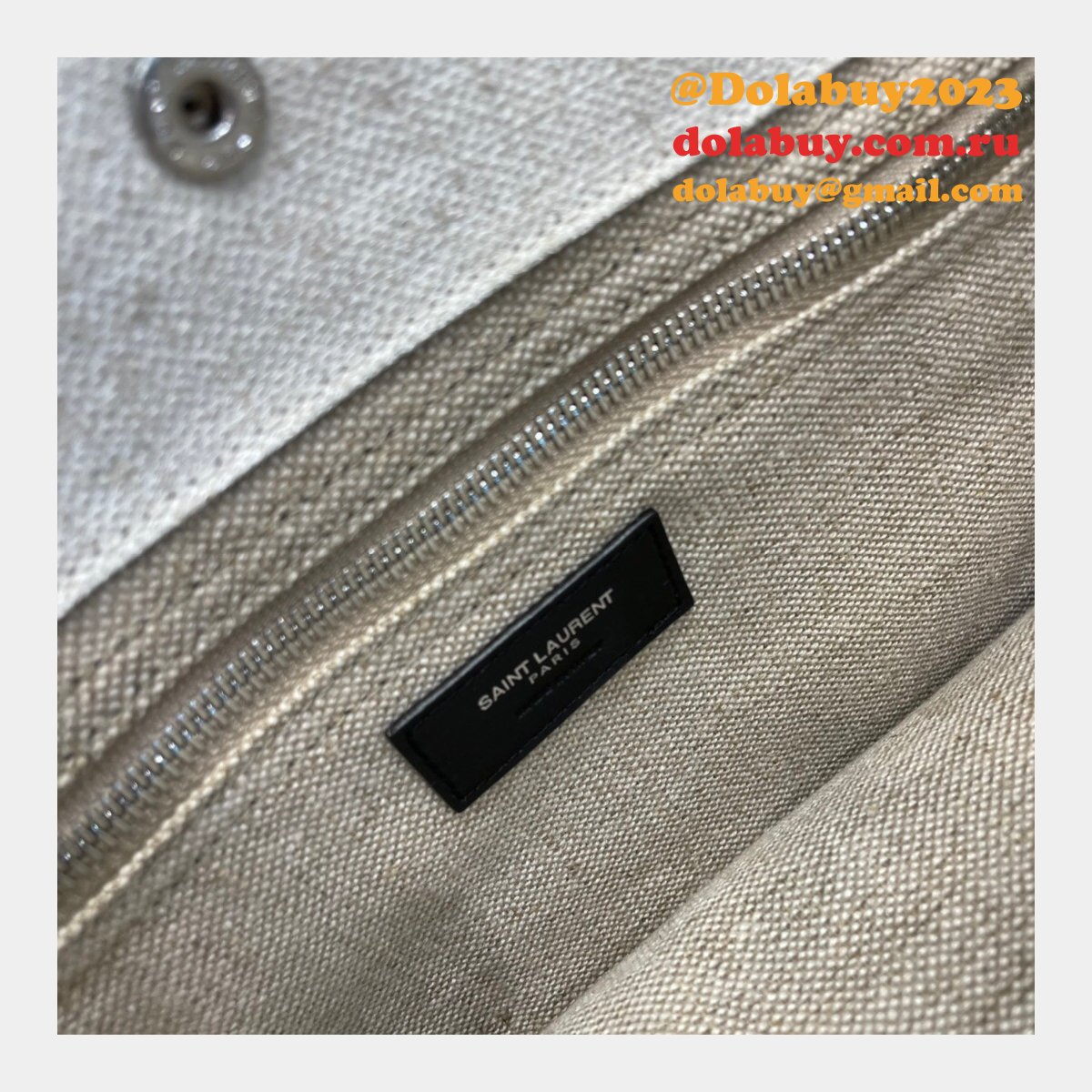 Replica YSl Designer Rive Gauche Shopping 631682 Bag In Linen and Cotton Handbags