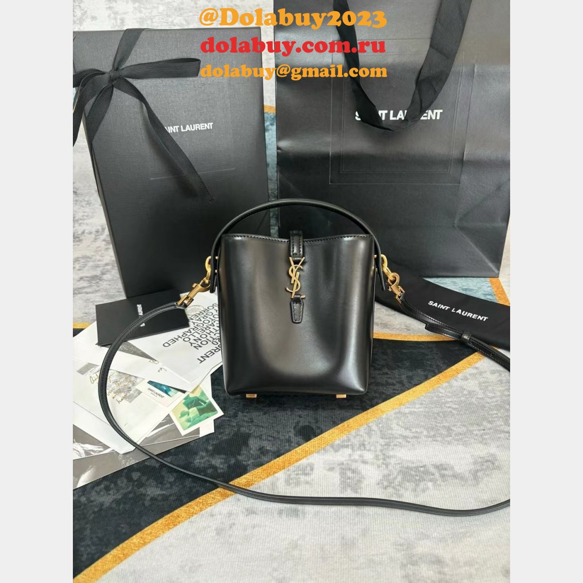 YSL Fake LE 37 AAA+ Hobo In Shiny 765870 Replica Saint Laurent Bag