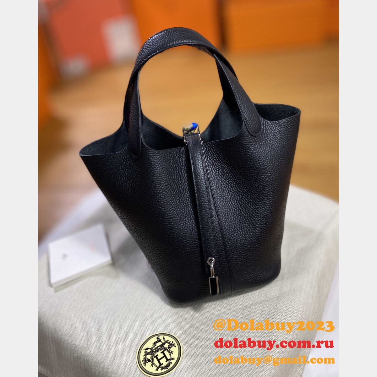 Buy Hermes Replica Handbags Picotin Black Bag