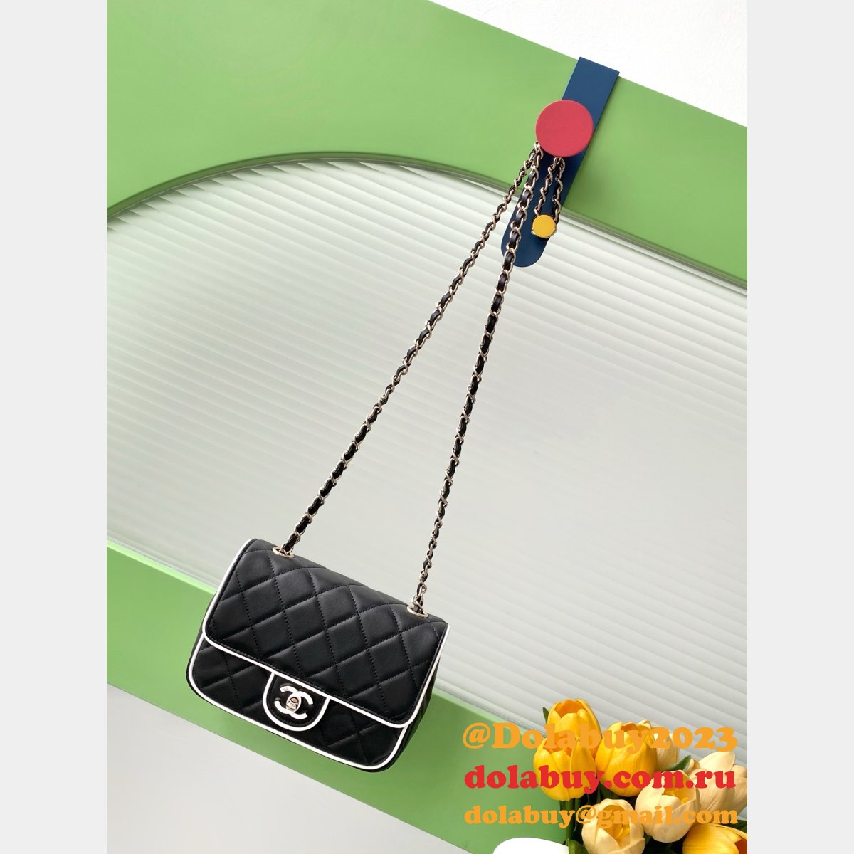 Fake 7 Star Mini Lambskin Flap Quality AS5151 Black Bag