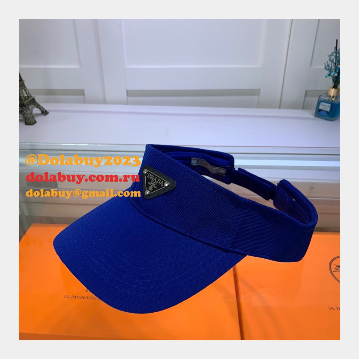 Wholesale Prada Metal triangle logo Empty top hat
