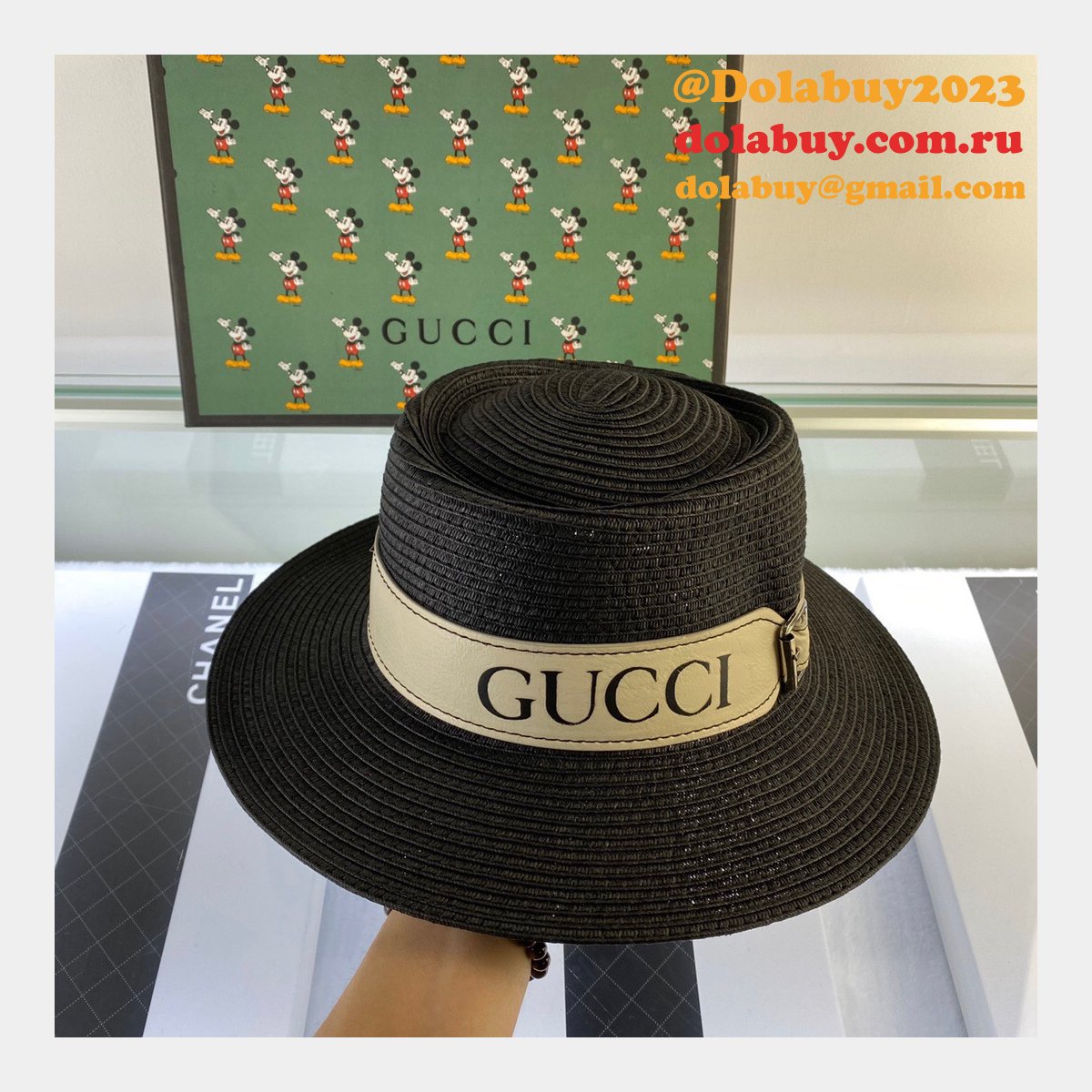 uk G*u*i belt design straw hat