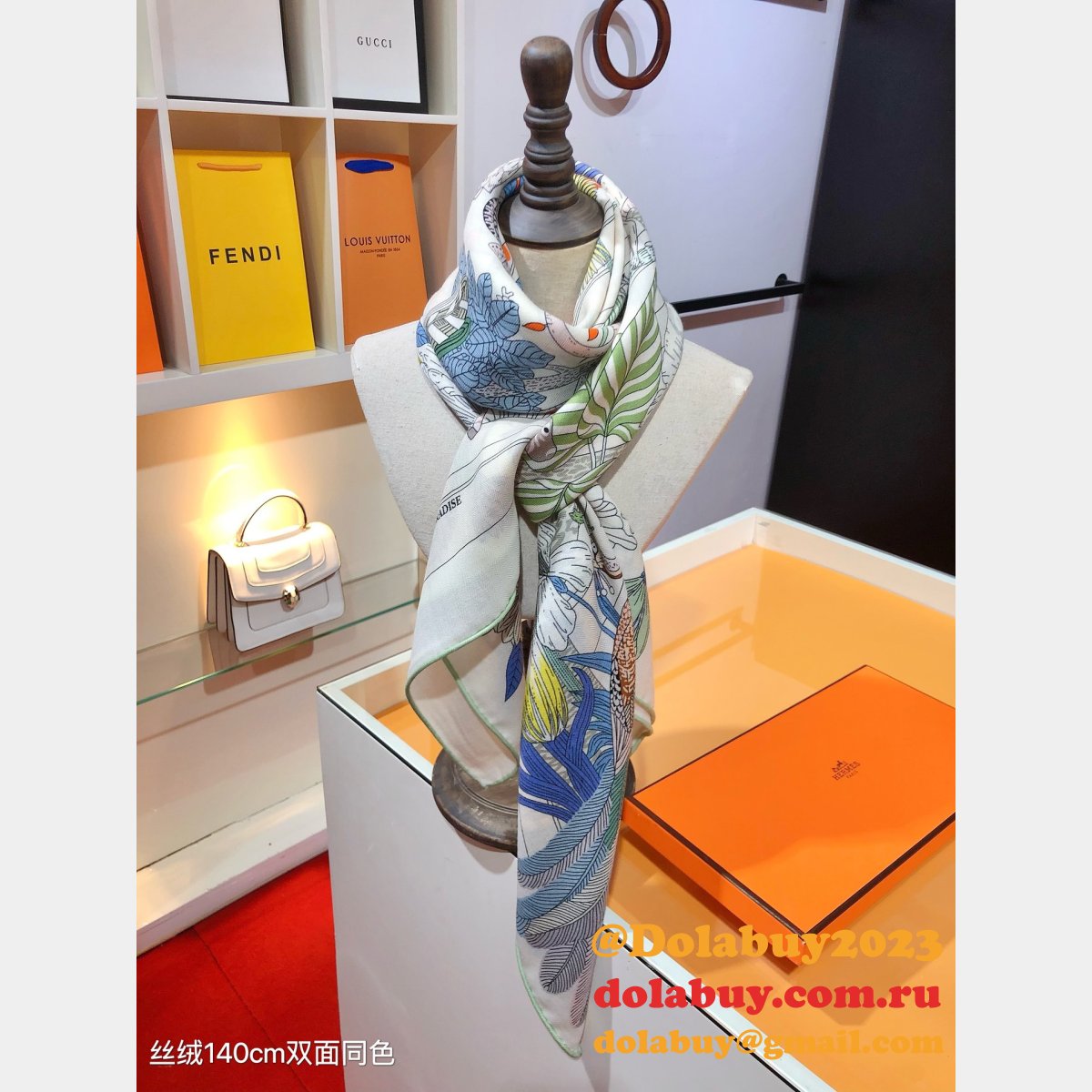 Top Quality Hermes Double-Sided Velvet Square Scarf