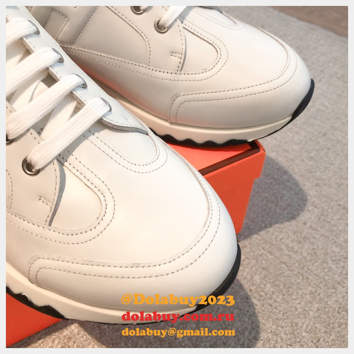 Wholesale Sneakers Leer Wit Hermes Knockoff Shoes