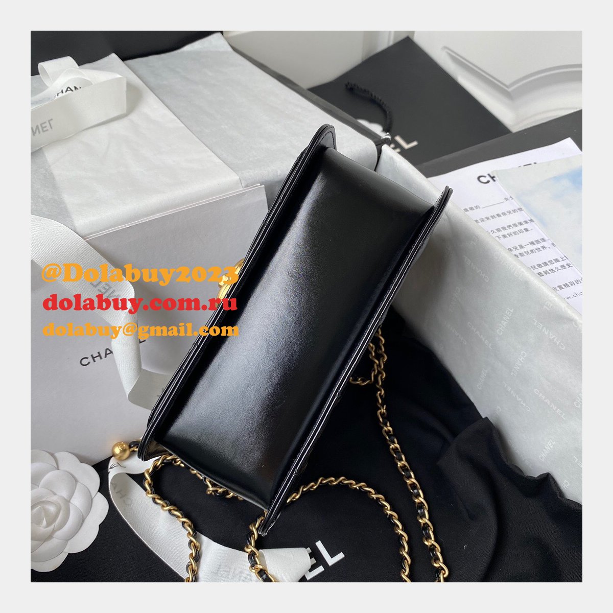 Designer Replica Calfskin & Gold-Tone Metal White Mini Flap AS2615 Bag