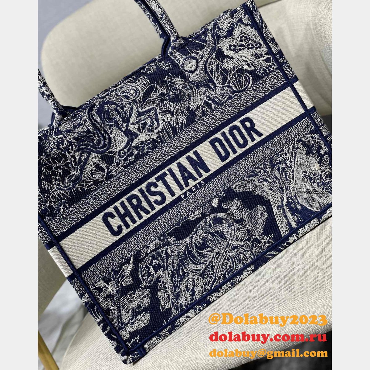 Dior High Quality Book Tote Replica Dior 41.5/36CM Oblique Embroidery