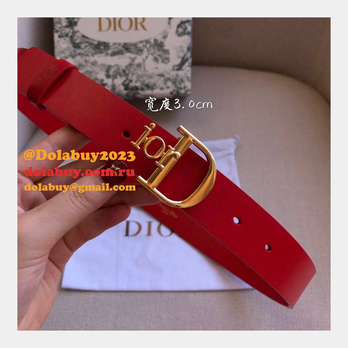 High Quality Christian Dior AAA Belts red/black/brown 30mm Cheap