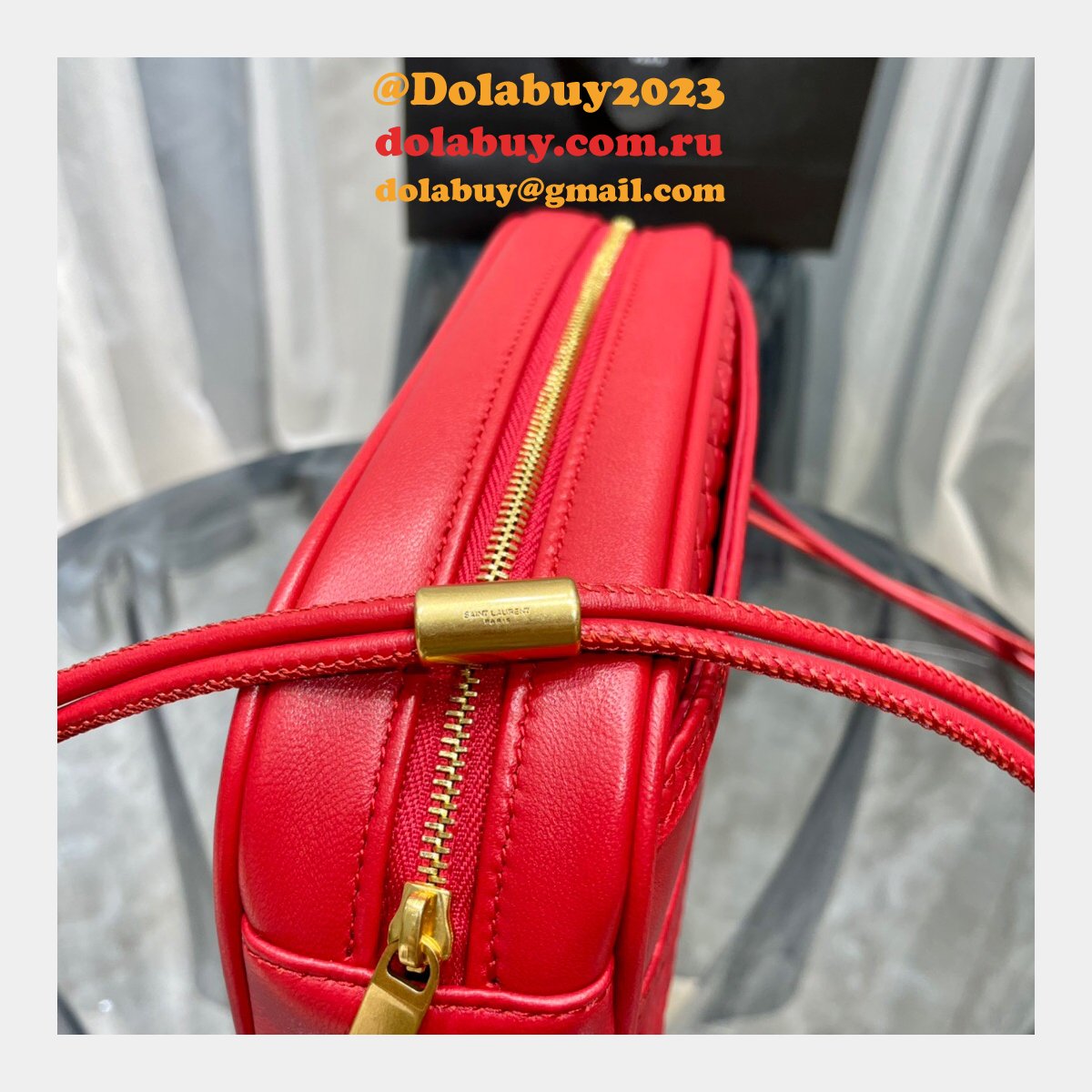 Replica YSL 64899 Red/White/Black Victoire camera bag High Quality