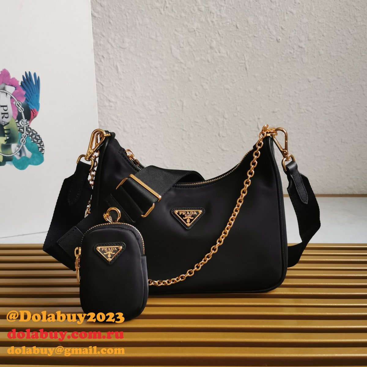Prada Replica Nylon Hobo 1BH204 Knock Off Designer Bag
