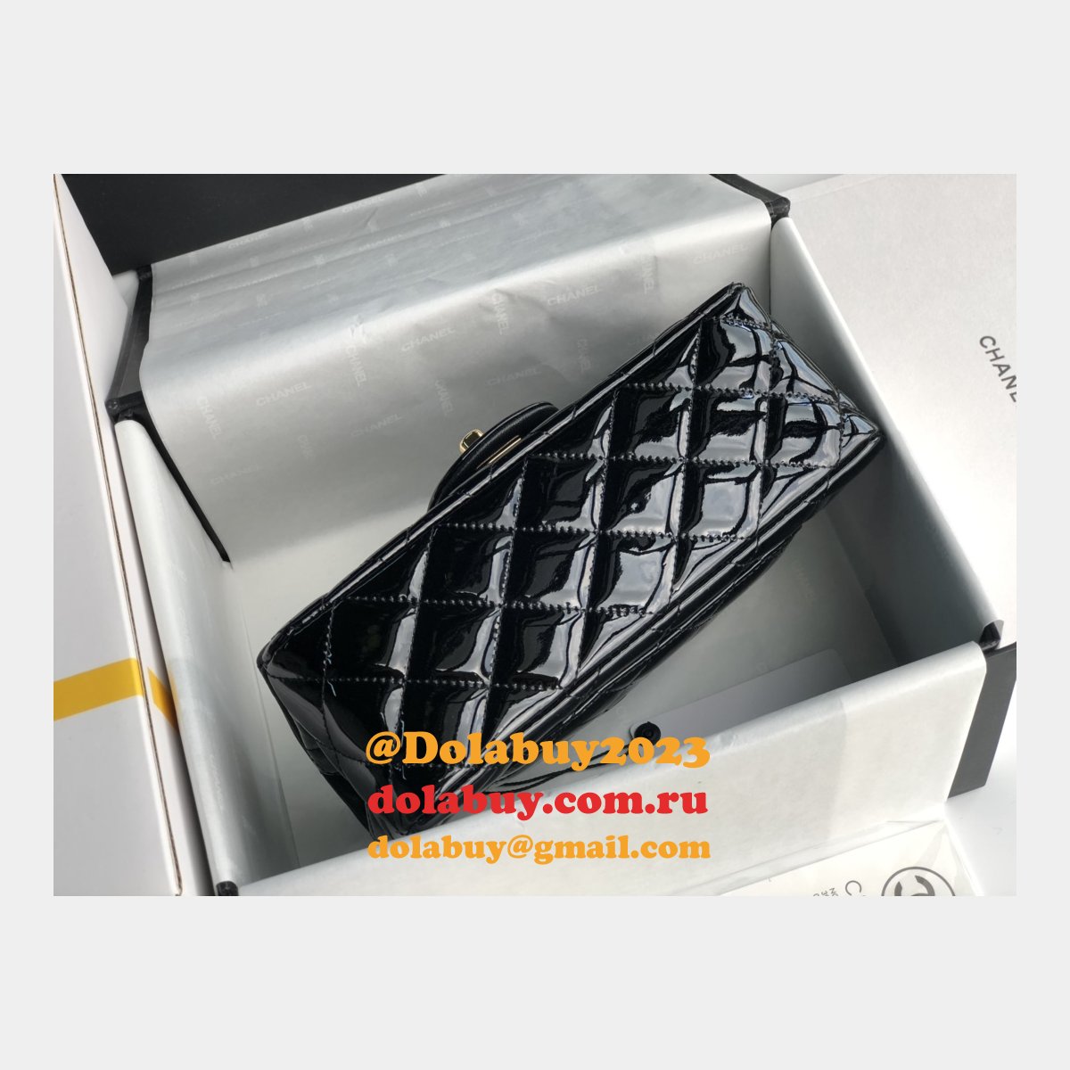 7 Star CC Lambskin Flap Designer Black Bag 20CM