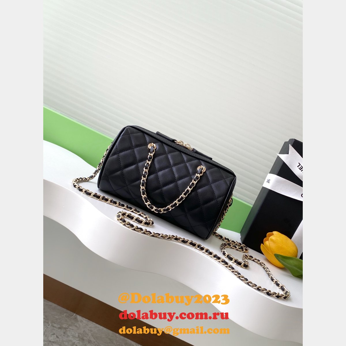 Wholesale AP4474 Black Replica Classic Clutch With Chain Bags