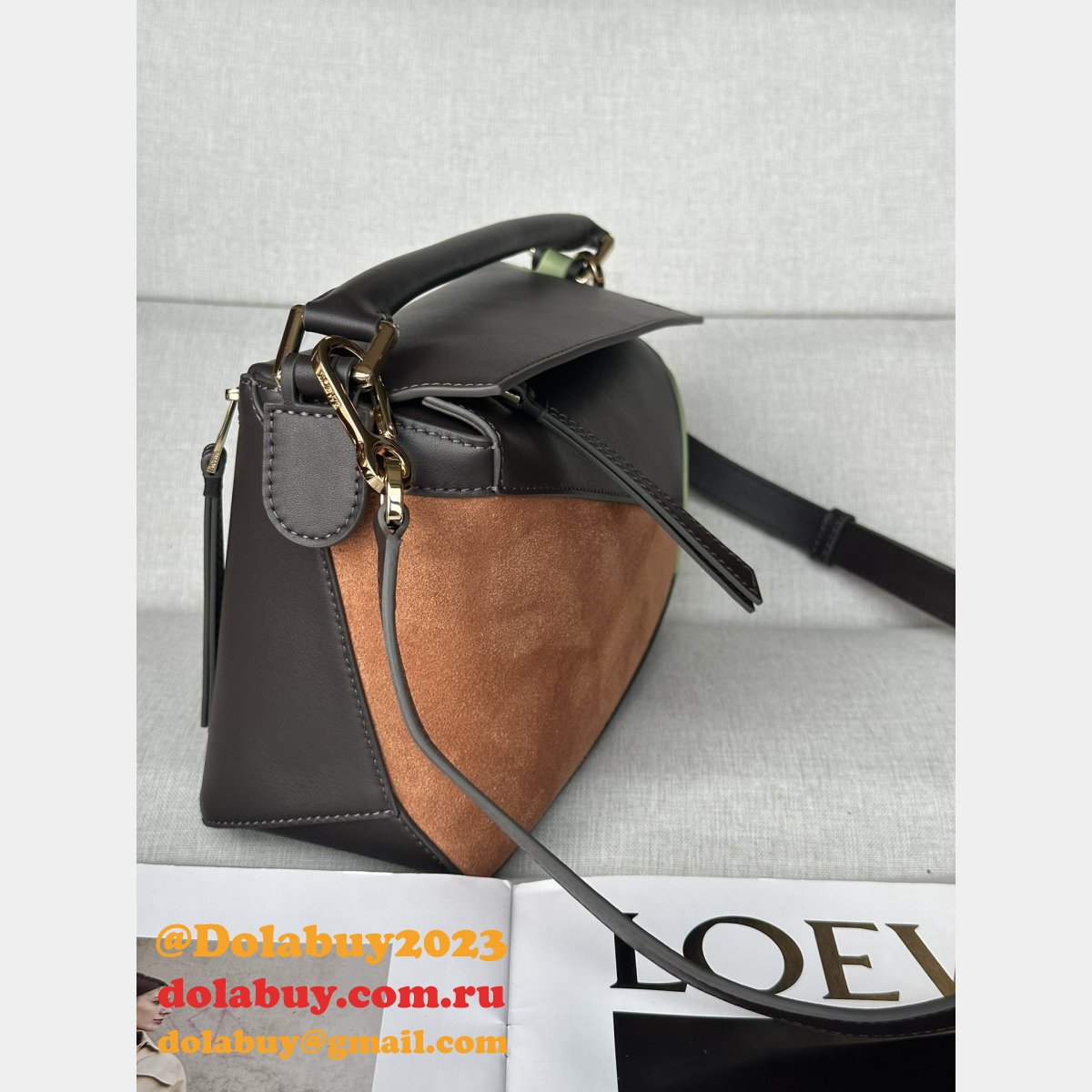 Small Puzzle Bag In Classic Calfskin And Suede 24cm