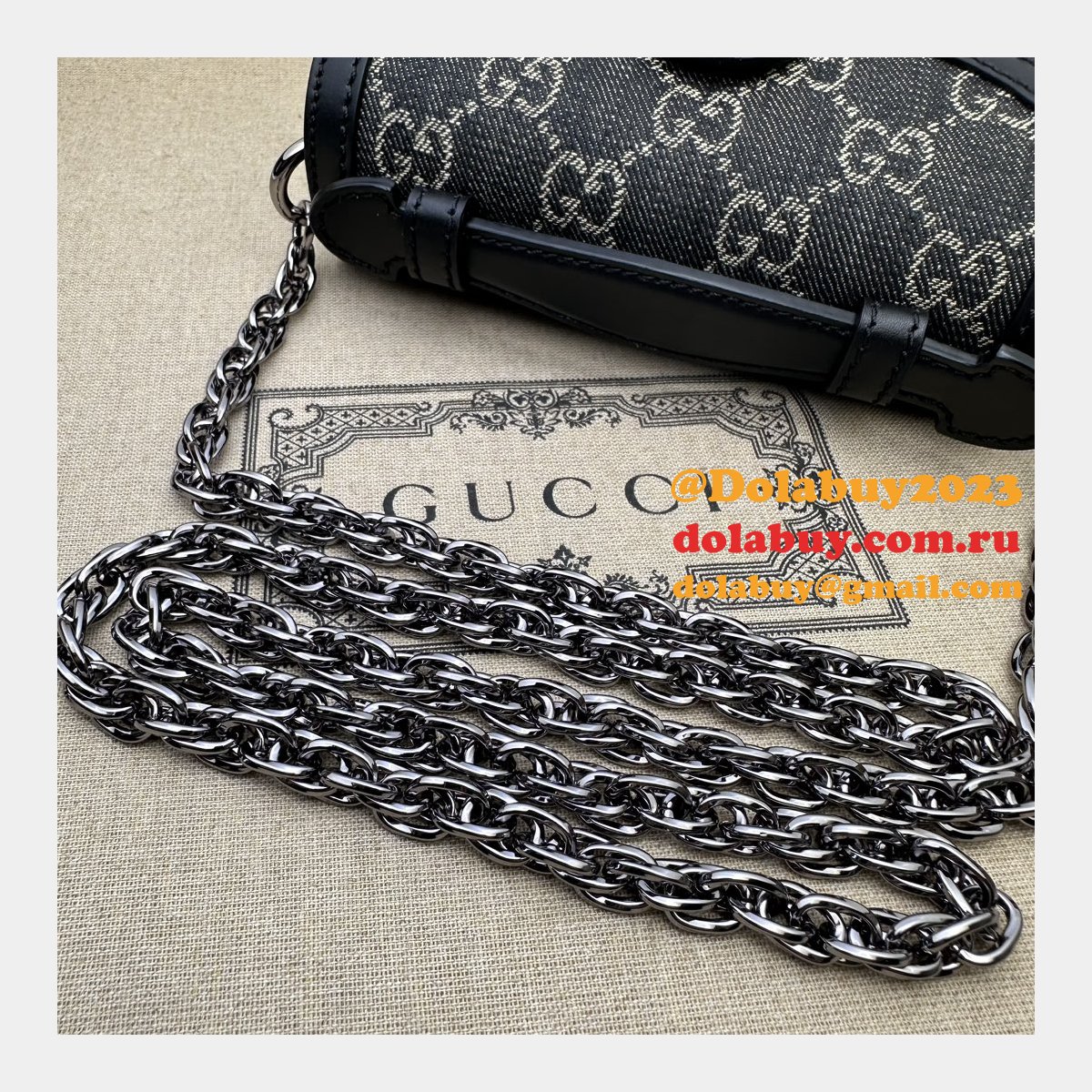 knockoff ophidia gg G*u*i black 696180 shoulder bag