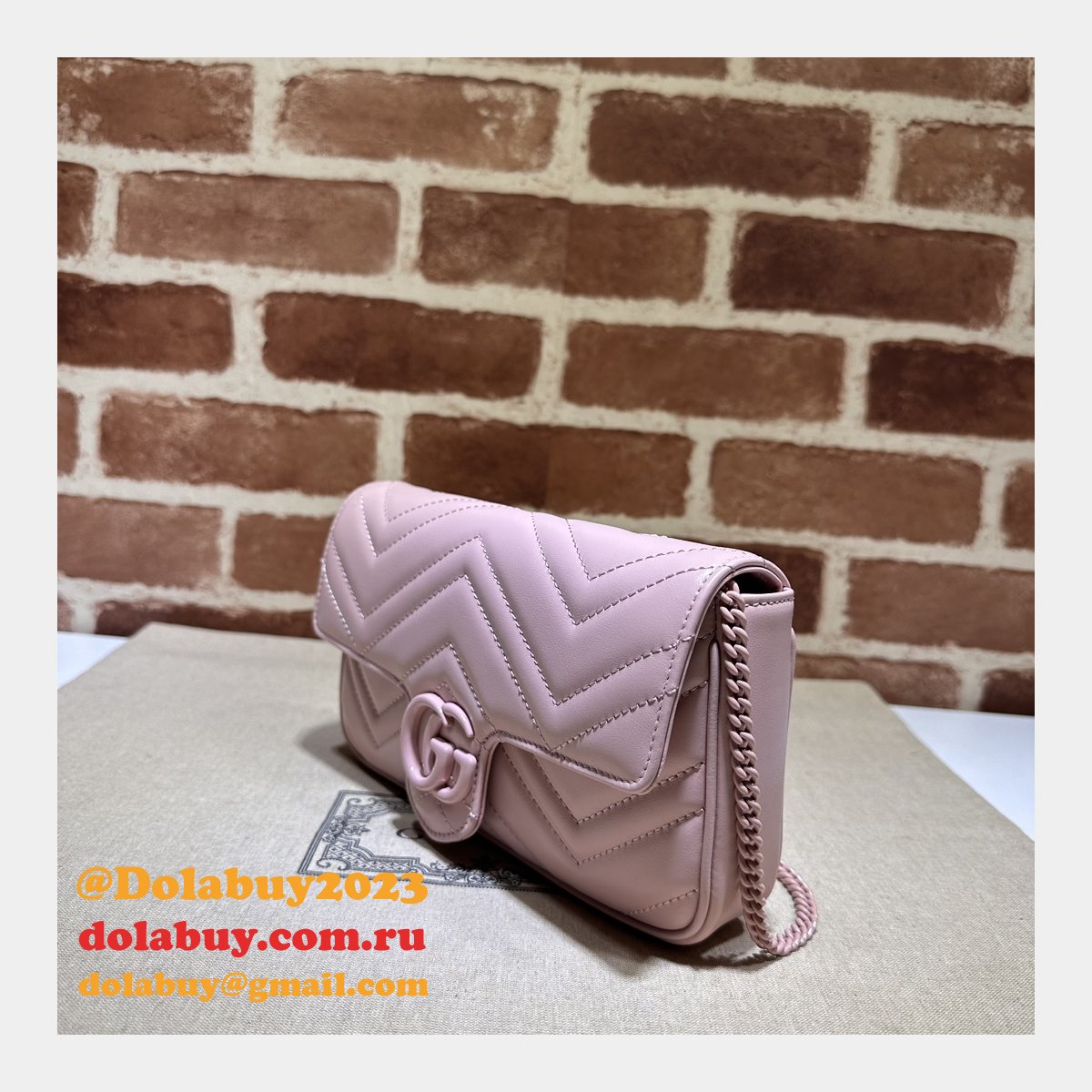 inspired gg marmont crossbody replica G*u*i pink 751526 bag