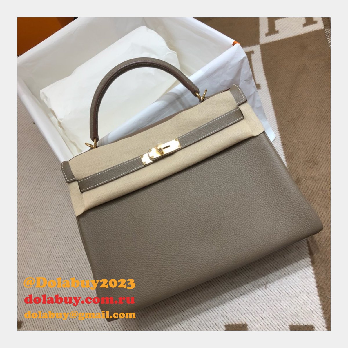 Hermes Kelly 32cm Togo leather Grey