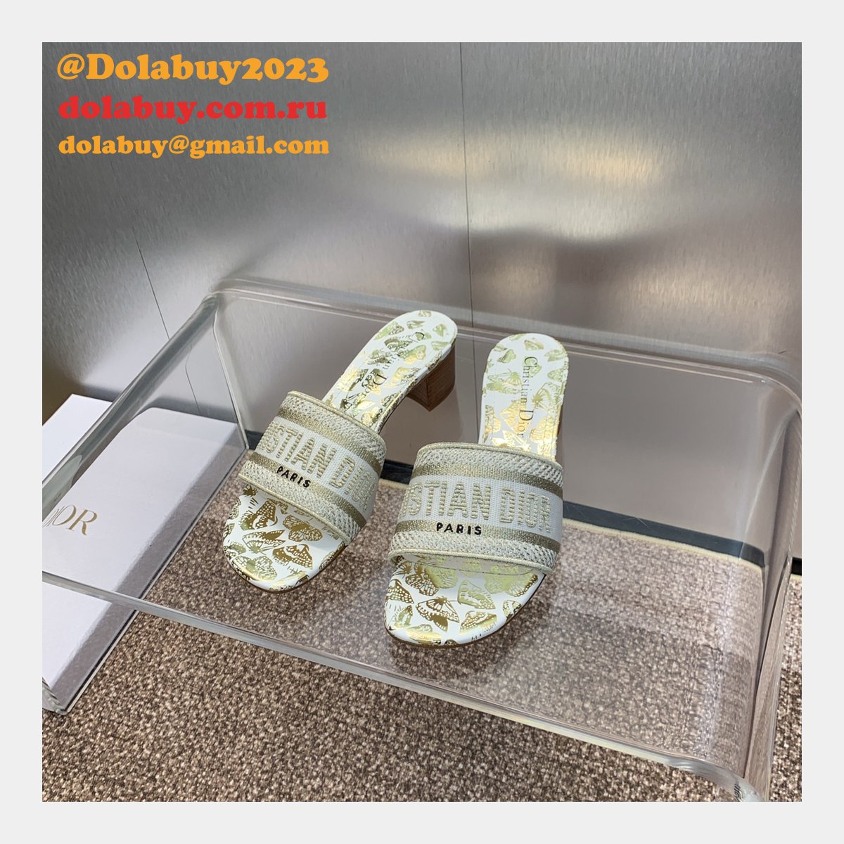 High Quality Dior Dway Heeled Slides Replica Shoes