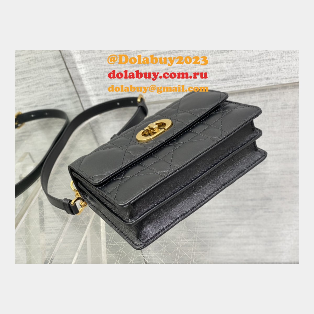 Top Quality 9277 Christian Dior 1:1 Mirror Knockoff Caro Black Bag